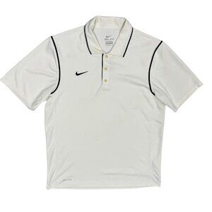 Nike Dri Fit Short Sleeve Polo Golf Shirt Stretch White Medium